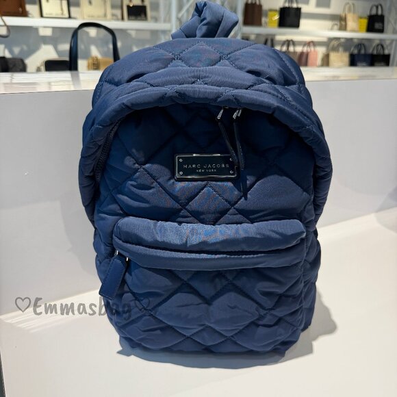 Marc Jacobs Quilted Nylon Small Backpack Azure Blue M0011321 $225